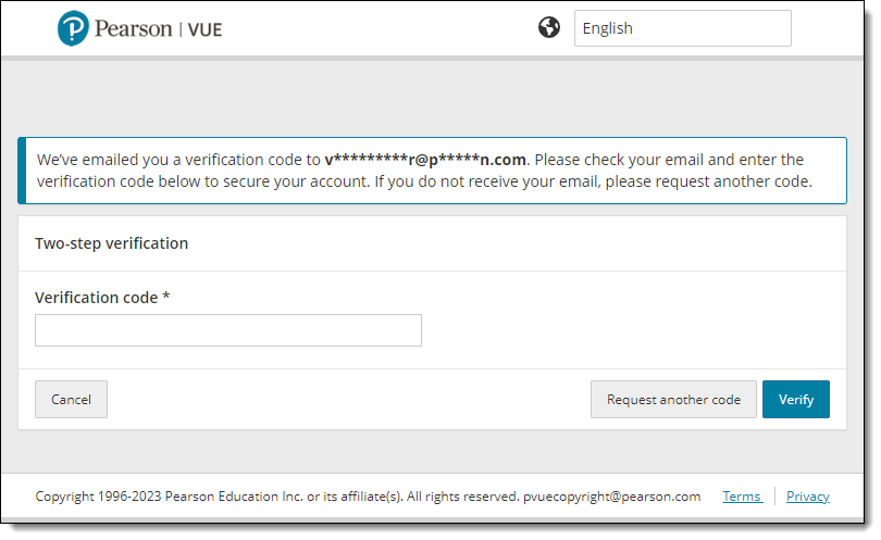 Verification code has been sent your email address.